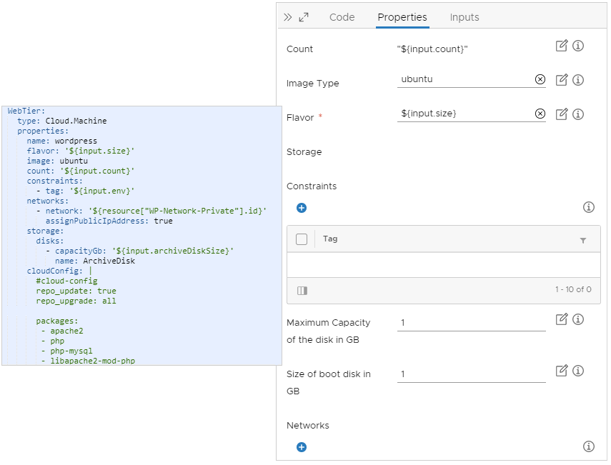 Cloud Templates Editor and Properties view